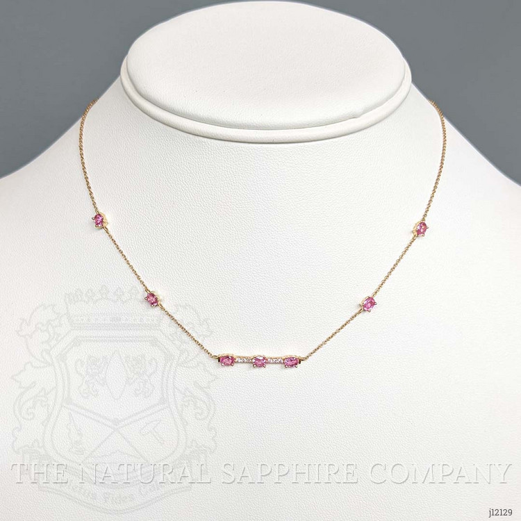 0.17 Ct. Pink Tourmaline Accent Stones Necklace, 14K Yellow Gold