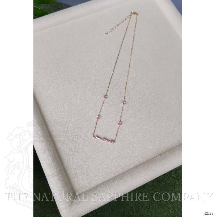 0.17 Ct. Pink Tourmaline Accent Stones Necklace, 14K Yellow Gold