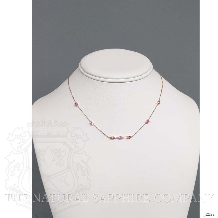 0.17 Ct. Pink Tourmaline Accent Stones Necklace, 14K Yellow Gold