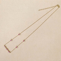 0.17 Ct. Pink Tourmaline Accent Stones Necklace, 14K Yellow Gold Life Style
