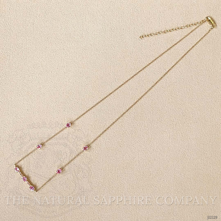 0.17 Ct. Pink Tourmaline Accent Stones Necklace, 14K Yellow Gold