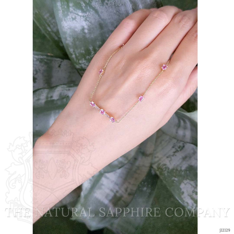 0.17 Ct. Pink Tourmaline Accent Stones Necklace, 14K Yellow Gold