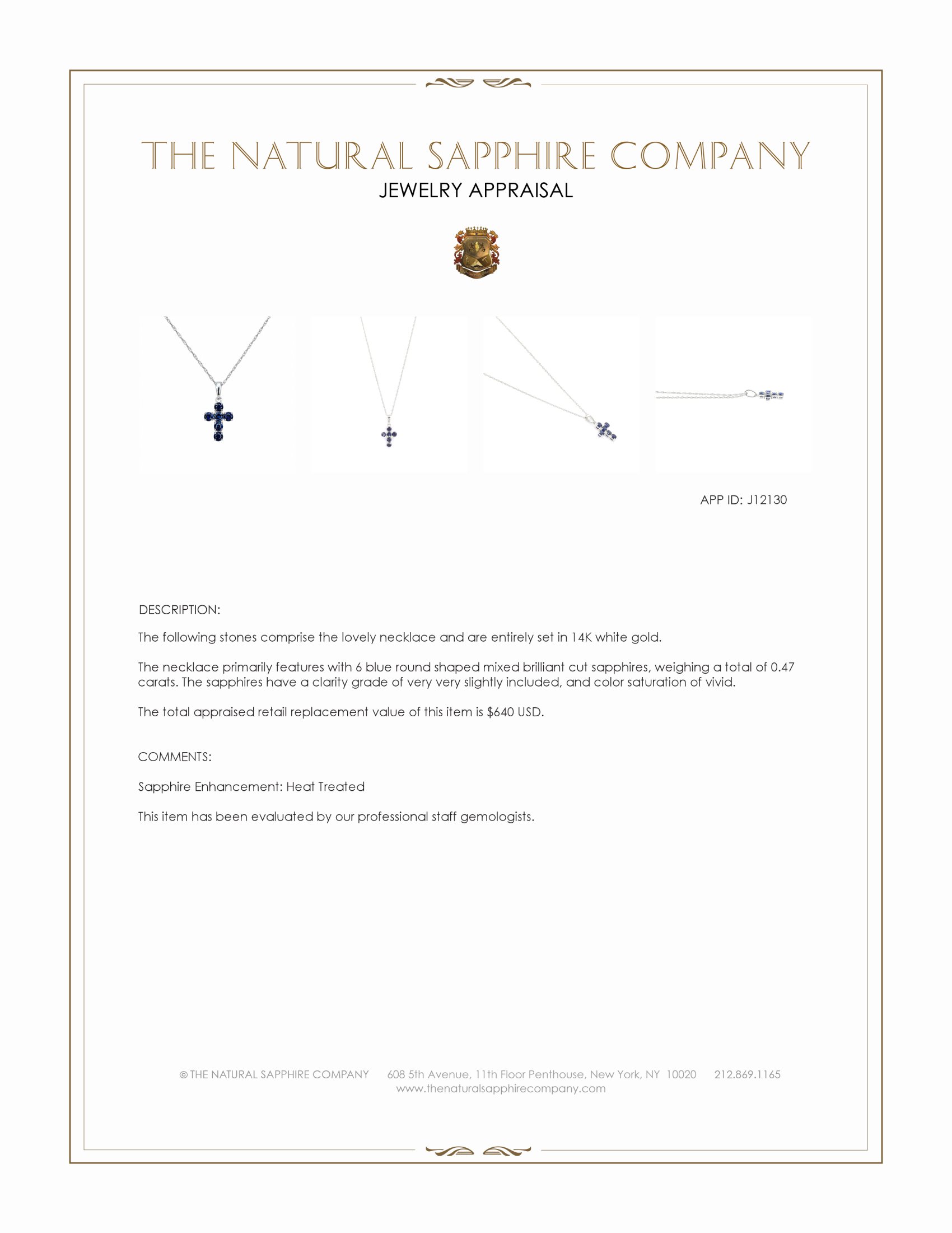 0.47 Ct. Blue Sapphire Religious Necklace, 14K White Gold