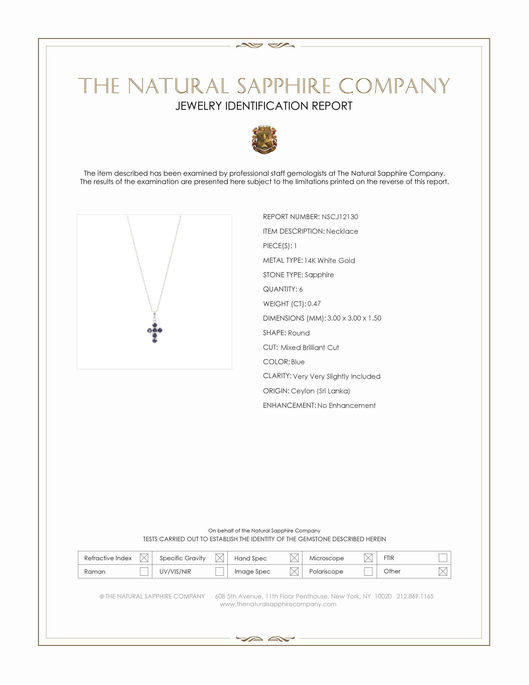 0.47 Ct. Blue Sapphire Religious Necklace, 14K White Gold