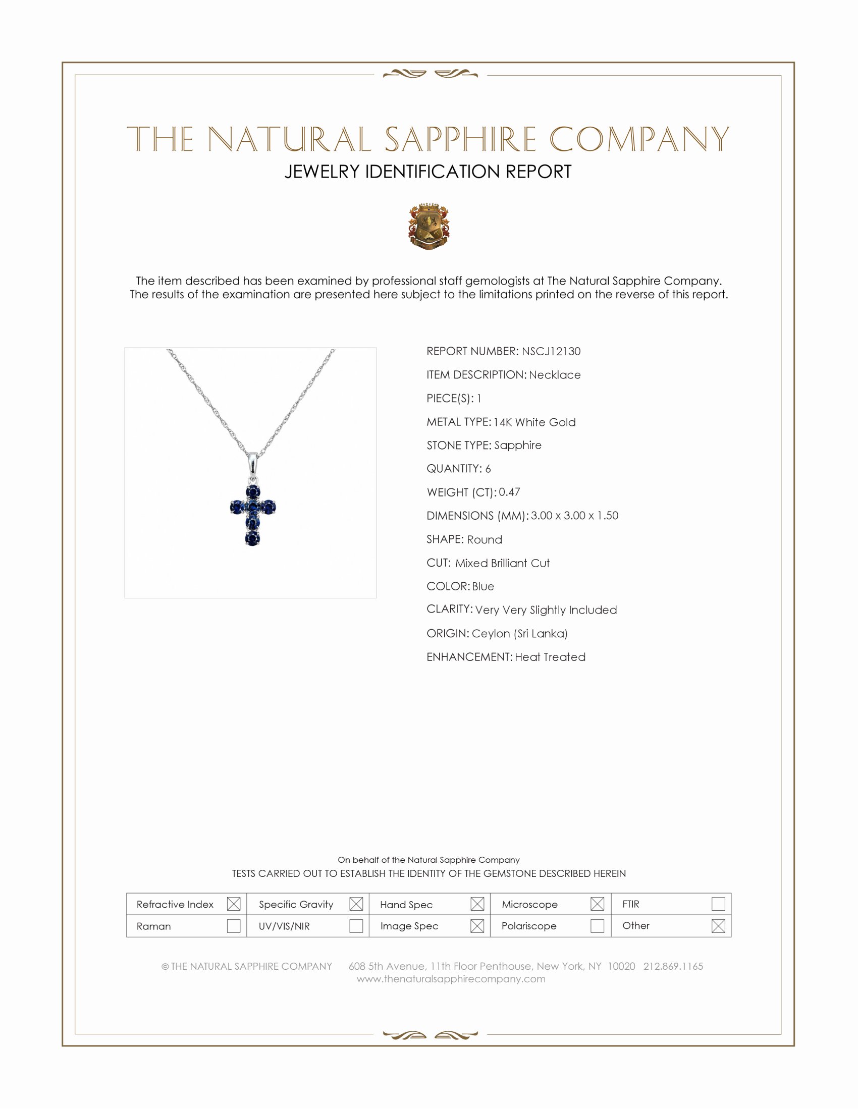 0.47 Ct. Blue Sapphire Religious Necklace, 14K White Gold