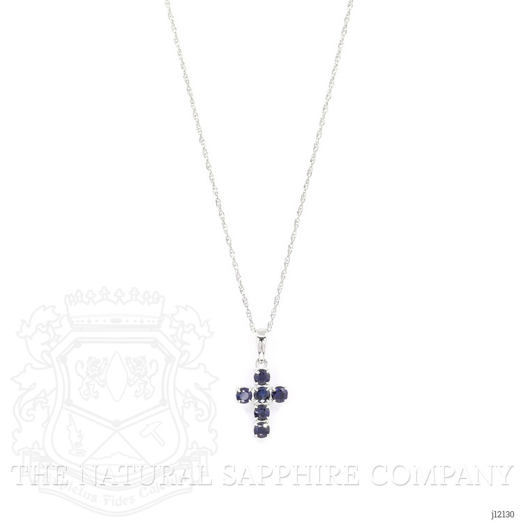 0.47 Ct. Blue Sapphire Religious Necklace, 14K White Gold