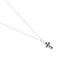 0.47 Ct. Blue Sapphire Religious Necklace, 14K White Gold Image