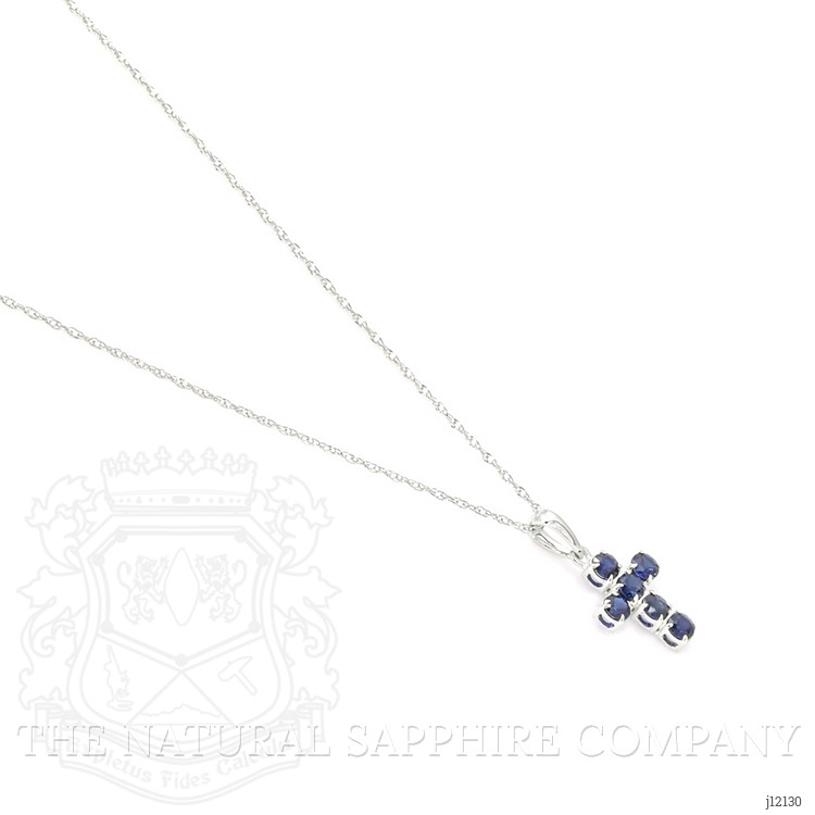0.47 Ct. Blue Sapphire Religious Necklace, 14K White Gold