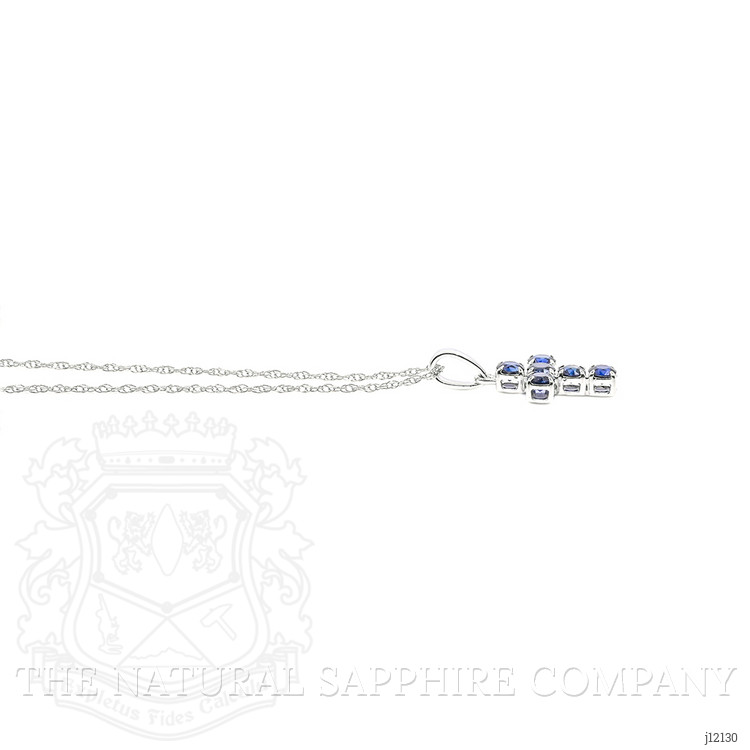 0.47 Ct. Blue Sapphire Religious Necklace, 14K White Gold