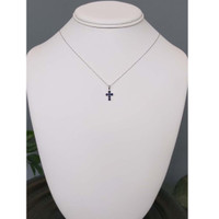 0.47 Ct. Blue Sapphire Religious Necklace, 14K White Gold Life Style