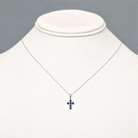 0.47 Ct. Blue Sapphire Religious Necklace, 14K White Gold Life Style