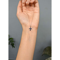 0.47 Ct. Blue Sapphire Religious Necklace, 14K White Gold Life Style