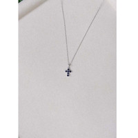 0.47 Ct. Blue Sapphire Religious Necklace, 14K White Gold Life Style