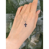 0.47 Ct. Blue Sapphire Religious Necklace, 14K White Gold Life Style
