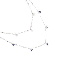 0.23 Ct. Blue Sapphire and Natural Diamond Multi Stone Necklace, 14K White Gold Image