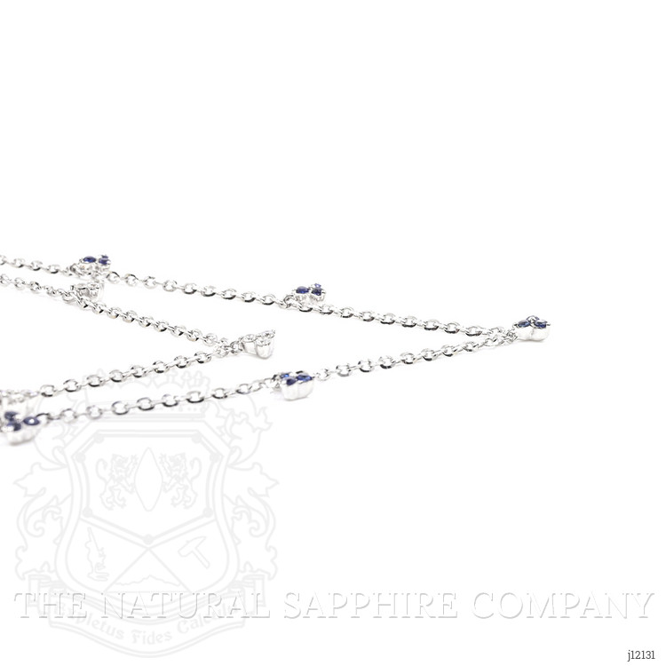 0.23 Ct. Blue Sapphire and Natural Diamond Multi Stone Necklace, 14K White Gold