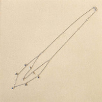 0.23 Ct. Blue Sapphire and Natural Diamond Multi Stone Necklace, 14K White Gold Life Style