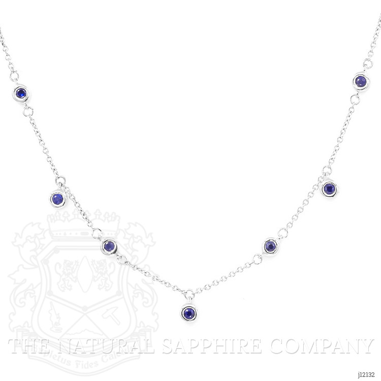 0.40 Ct. Blue Sapphire Bezel Necklace, 14K White Gold