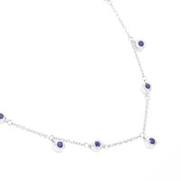 0.40 Ct. Blue Sapphire Bezel Necklace, 14K White Gold Image