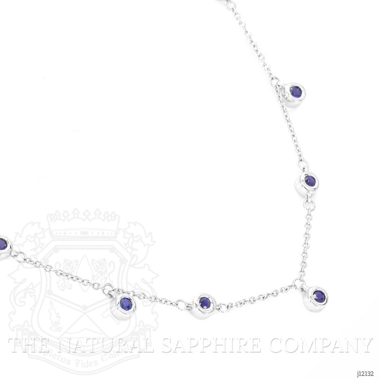0.40 Ct. Blue Sapphire Bezel Necklace, 14K White Gold