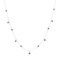 0.40 Ct. Blue Sapphire Bezel Necklace, 14K White Gold Image