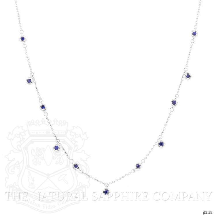 0.40 Ct. Blue Sapphire Bezel Necklace, 14K White Gold