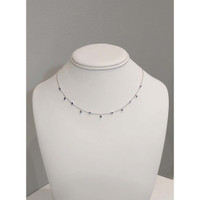 0.40 Ct. Blue Sapphire Bezel Necklace, 14K White Gold Life Style