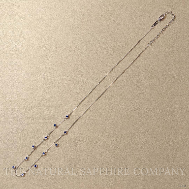 0.40 Ct. Blue Sapphire Bezel Necklace, 14K White Gold