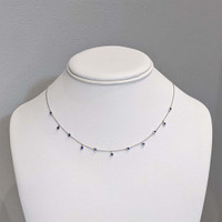 0.40 Ct. Blue Sapphire Bezel Necklace, 14K White Gold Life Style