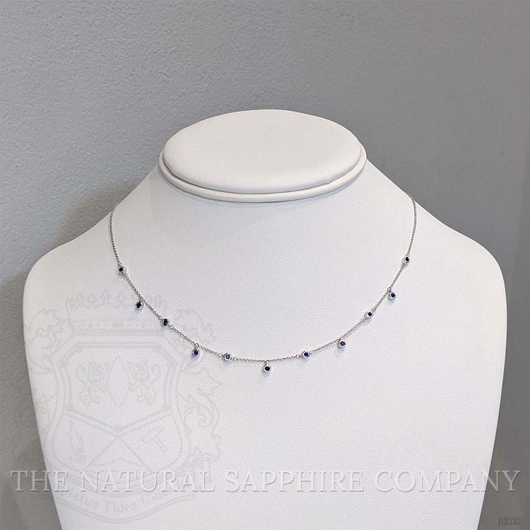 0.40 Ct. Blue Sapphire Bezel Necklace, 14K White Gold