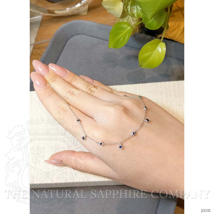 0.40 Ct. Blue Sapphire Bezel Necklace, 14K White Gold