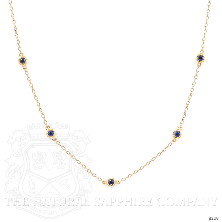 0.60 Ct. Blue Sapphire Bezel Necklace, 14K Yellow Gold