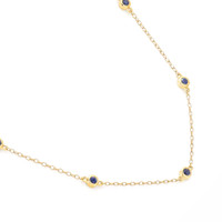 0.60 Ct. Blue Sapphire Bezel Necklace, 14K Yellow Gold Image