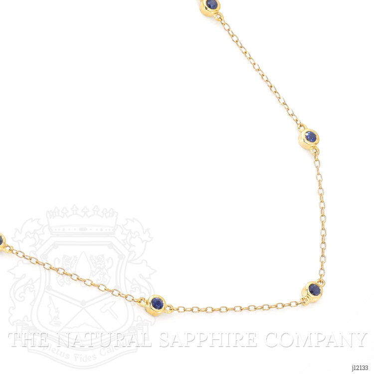 0.60 Ct. Blue Sapphire Bezel Necklace, 14K Yellow Gold