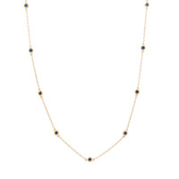 0.60 Ct. Blue Sapphire Bezel Necklace, 14K Yellow Gold Image