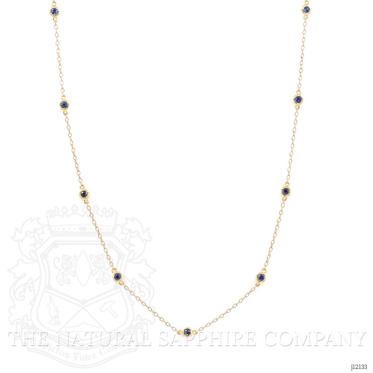 0.60 Ct. Blue Sapphire Bezel Necklace, 14K Yellow Gold