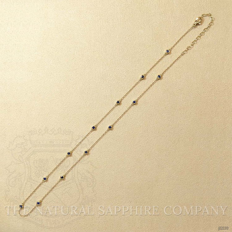 0.60 Ct. Blue Sapphire Bezel Necklace, 14K Yellow Gold