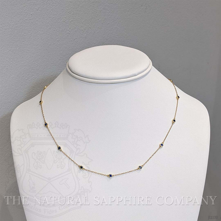 0.60 Ct. Blue Sapphire Bezel Necklace, 14K Yellow Gold