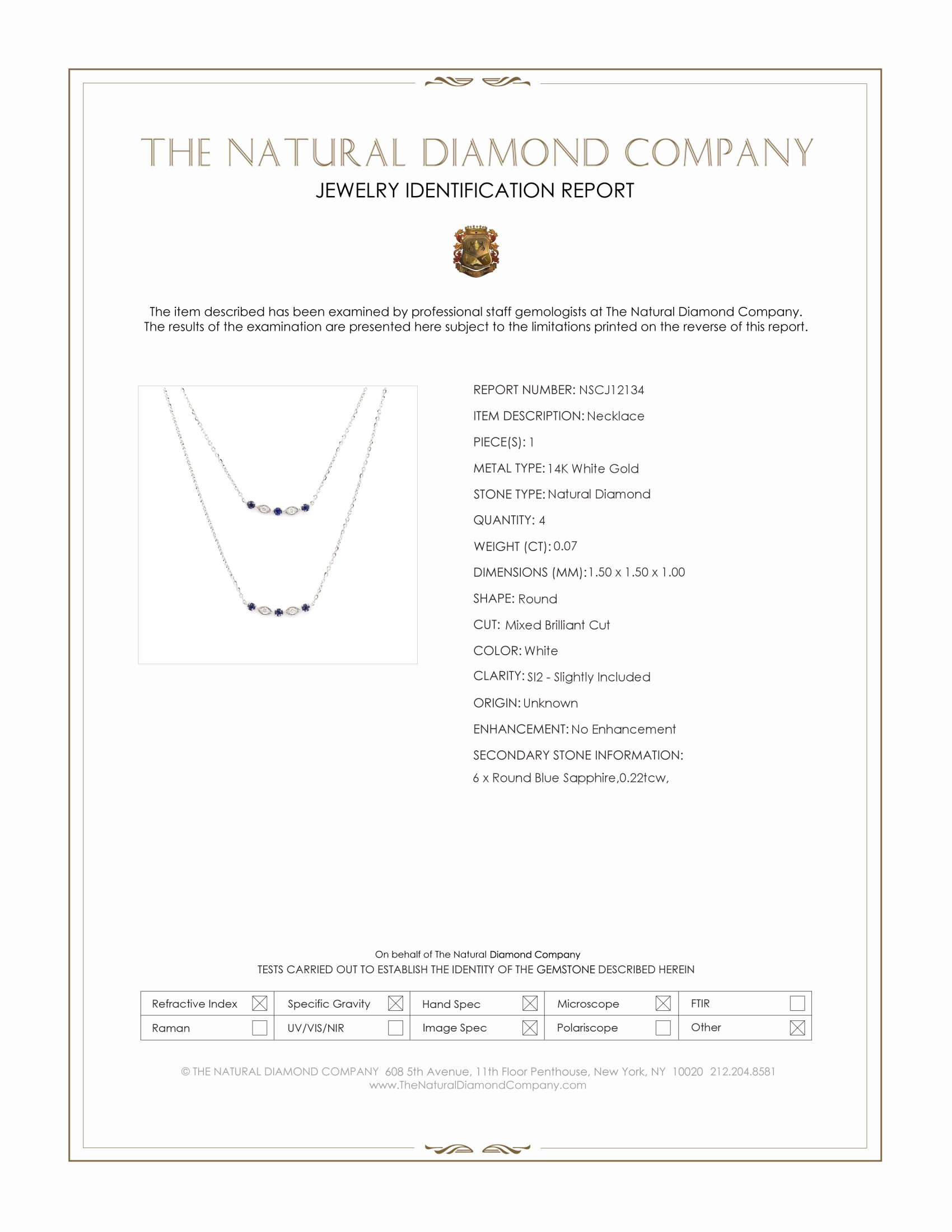 0.07 Ct. Natural Diamond and Blue Sapphire Bezel Necklace, 14K White Gold