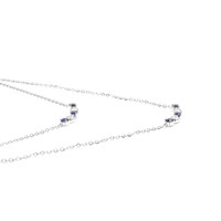 0.07 Ct. Natural Diamond and Blue Sapphire Bezel Necklace, 14K White Gold Image