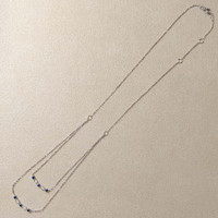 0.07 Ct. Natural Diamond and Blue Sapphire Bezel Necklace, 14K White Gold Life Style