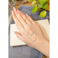 0.07 Ct. Natural Diamond and Blue Sapphire Bezel Necklace, 14K White Gold Life Style