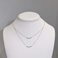 0.07 Ct. Natural Diamond and Blue Sapphire Bezel Necklace, 14K White Gold Life Style