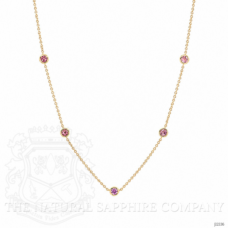 0.64 Ct. Pink Sapphire Bezel Necklace, 14K Yellow Gold