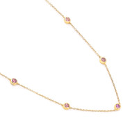 0.64 Ct. Pink Sapphire Bezel Necklace, 14K Yellow Gold Image