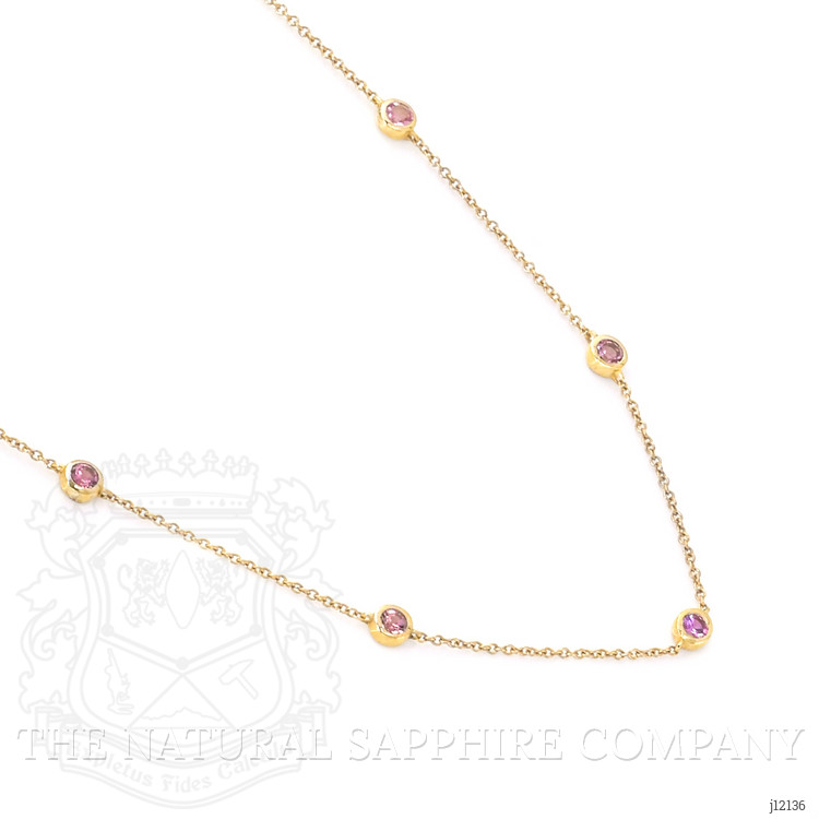 0.64 Ct. Pink Sapphire Bezel Necklace, 14K Yellow Gold
