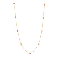 0.64 Ct. Pink Sapphire Bezel Necklace, 14K Yellow Gold Image