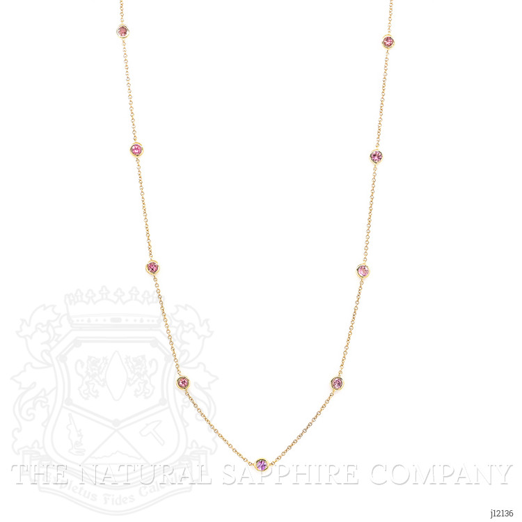 0.64 Ct. Pink Sapphire Bezel Necklace, 14K Yellow Gold