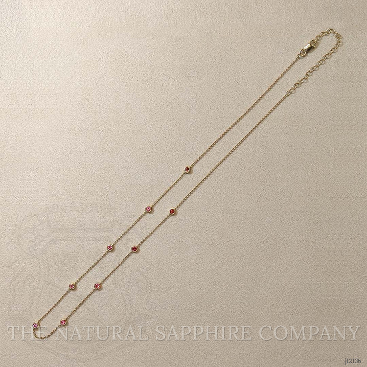 0.64 Ct. Pink Sapphire Bezel Necklace, 14K Yellow Gold