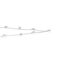 0.47 Ct. Multi Color Sapphire Bezel Necklace, 14K White Gold Image